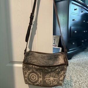 Myra Bag Beige and Brown Patterned Tote